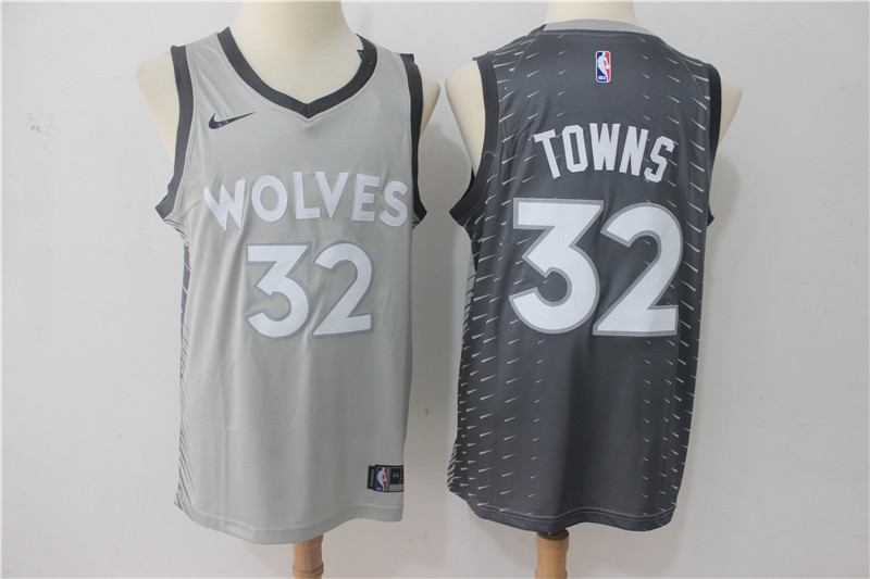 Men Minnesota Timberwolves #32 Towns Grey Game Nike NBA Jerseys